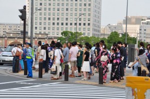 People gathering for the fireworks