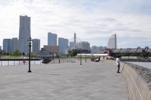 View of Minato Mirai 21 from end of Osanbashi Pier